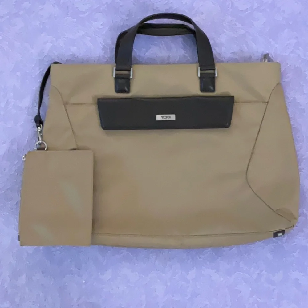 Tumi Tan and Black Briefcase with Durable Design